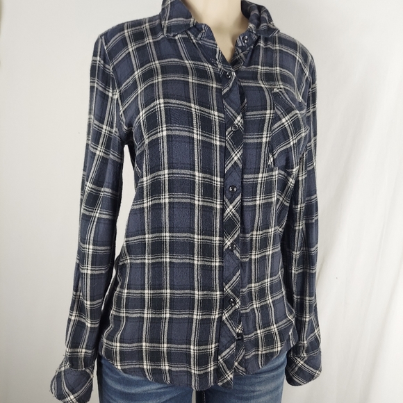 Rails Plaid Flannel Button Down black Shirt - Picture 3 of 8